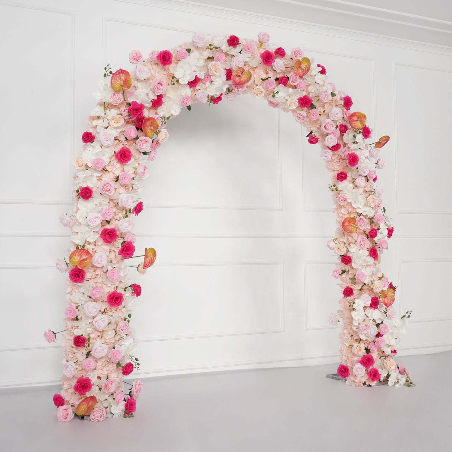 Uflower Pink Rose Floral Door Arch Wedding Party Backdrop Decoration
