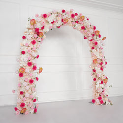 Uflower Pink Rose Floral Door Arch Wedding Party Backdrop Decoration