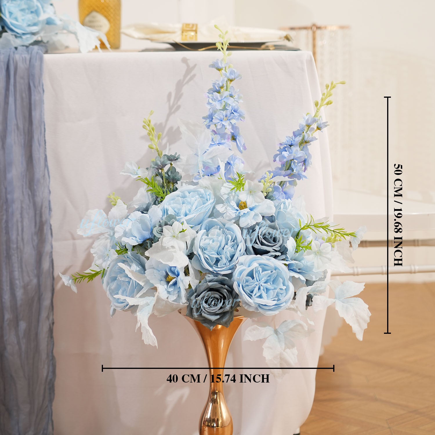 Uflower Smog-Blue Flower Row Decor KT Board Wedding Arrangement Props