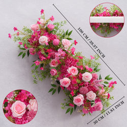 Uflower Pink Rose Green Leaf Wedding Backdrop Floral Arrangement