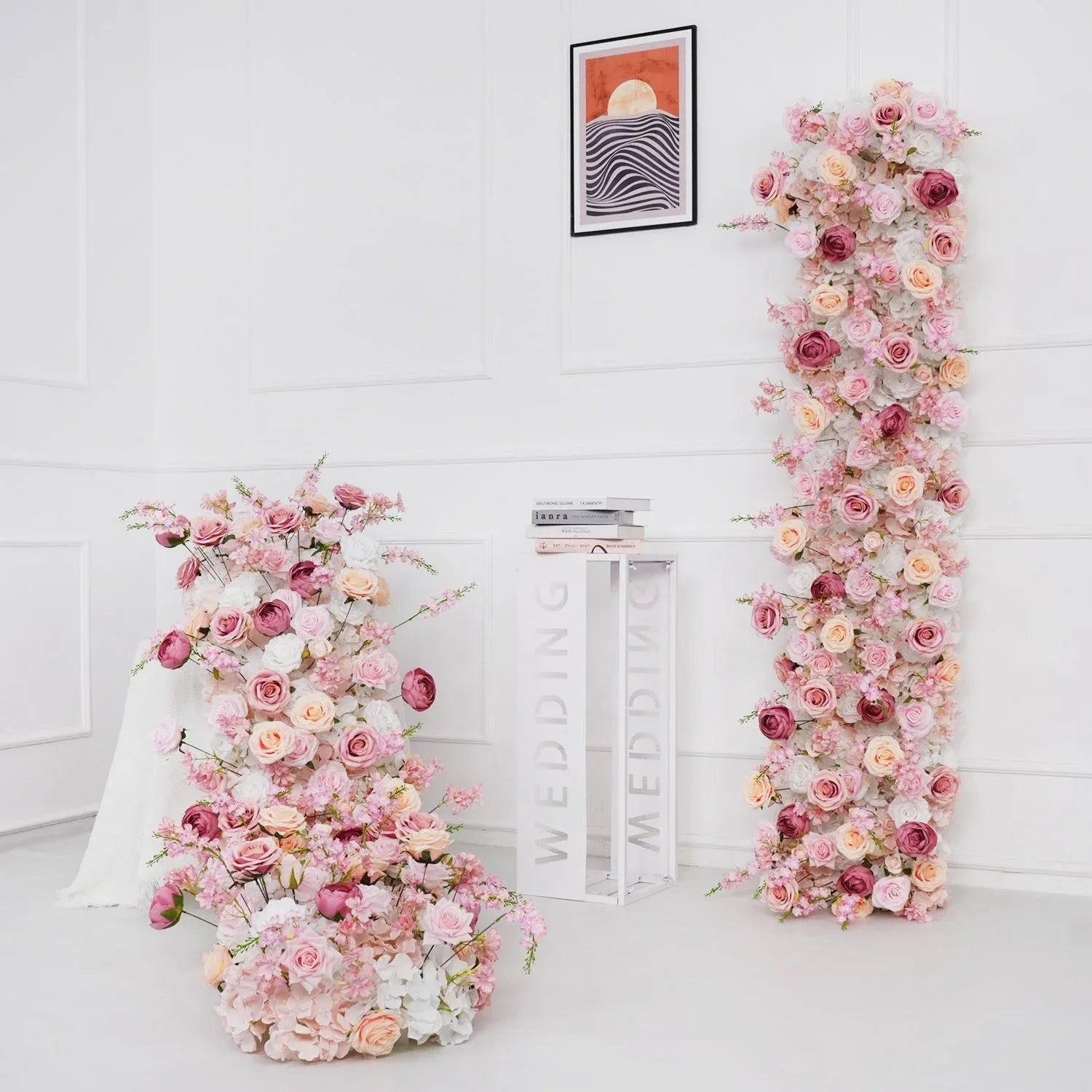 Uflower Artificial Pink White Flower Row Wedding KT Backdrop Decor SET80152 - Uflower