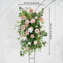 Uflower Champagne Pink Rose Green Leaf Hang Flower Floor Floral Wedding Party Event Props