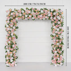Uflower White Pink Rose Floral Square Arch Wedding Party Backdrop Decoration