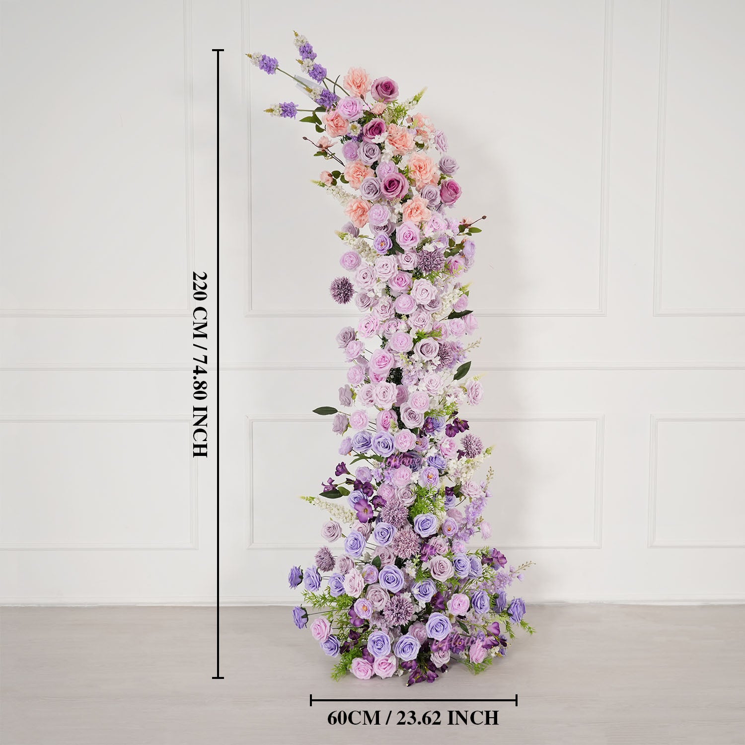 Uflower Gradient purple Floral Horn Arch Wedding Party Backdrop Decor