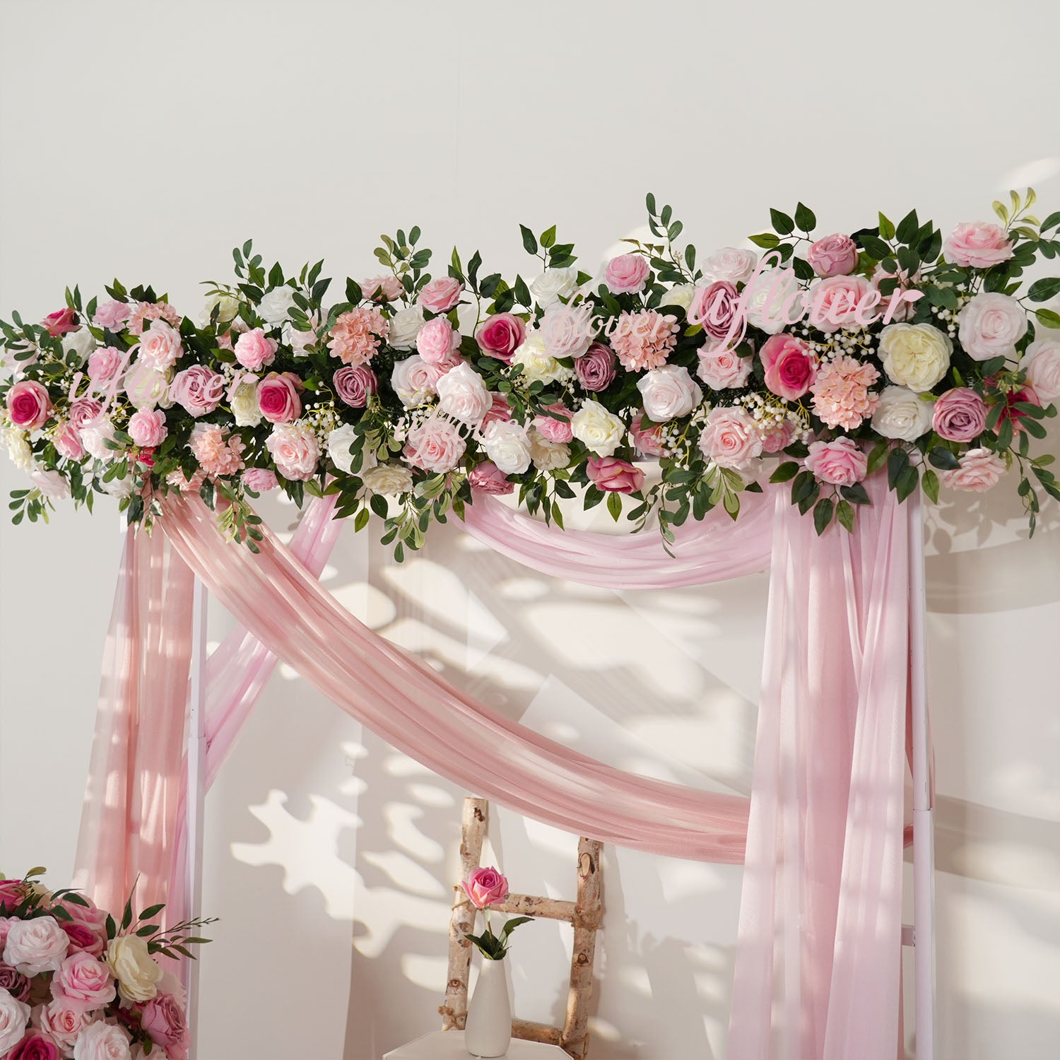 Artificial Pink Rose Flower Arrangement Wedding Backdrop Decor Props