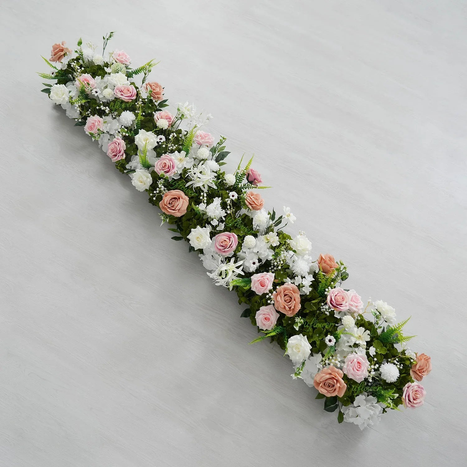Uflower Pink White Greenery Flower Arrangement Table Runner Round Arch SET80201 - Uflower