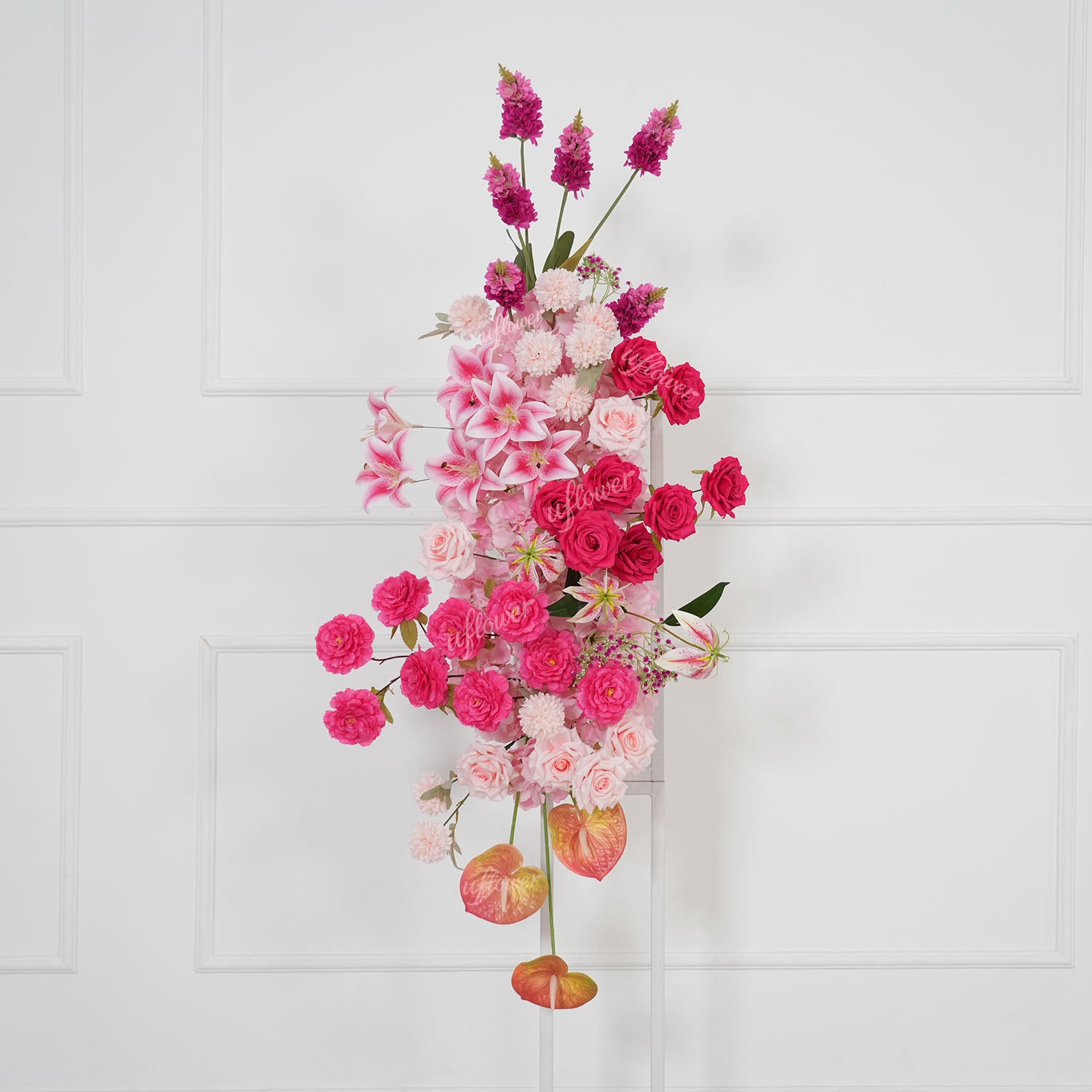 Uflower Rose Pink Floral Arrangement Wedding Backdrop Floral Props