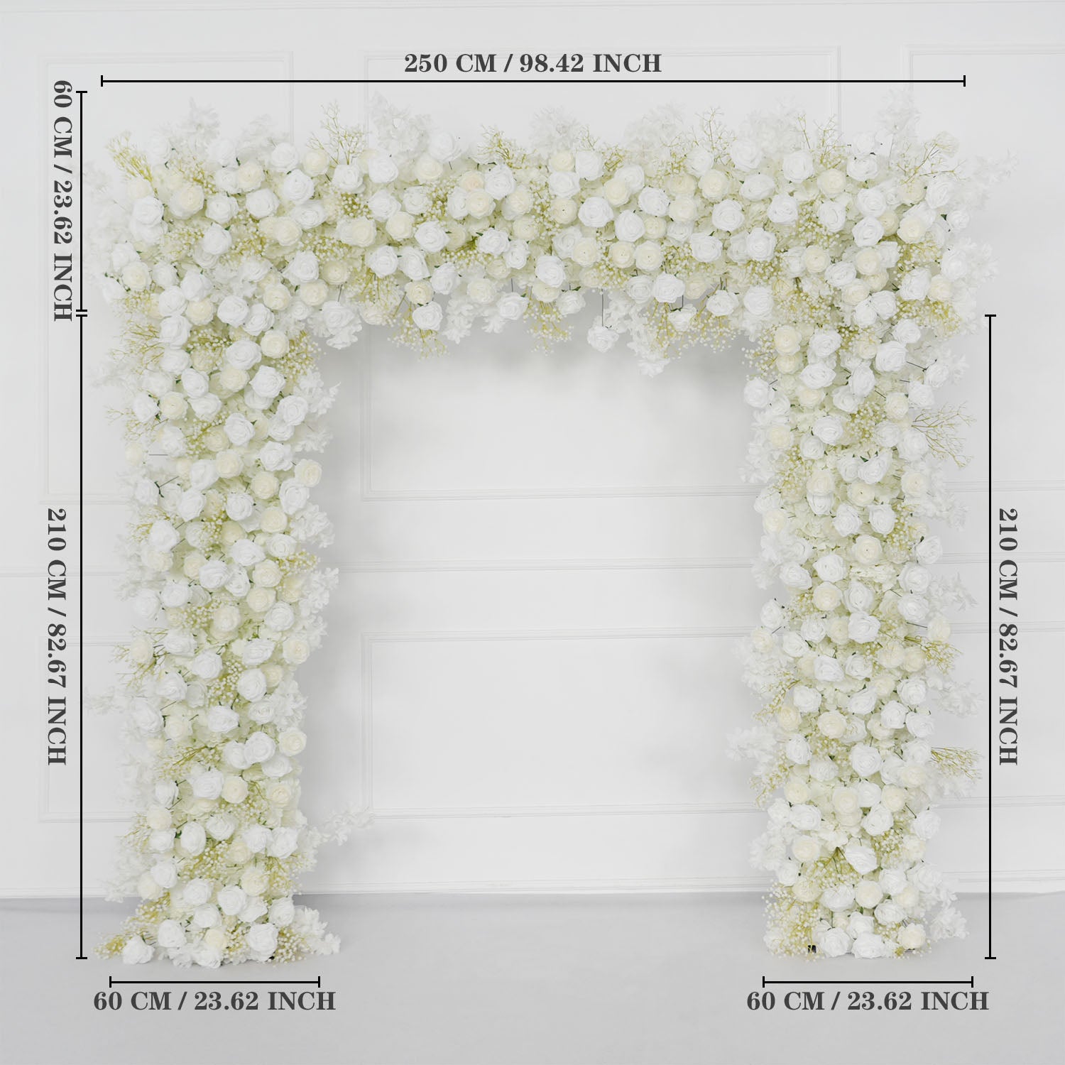 White Baby breath Rose Wedding Backdrop Arch Decor
