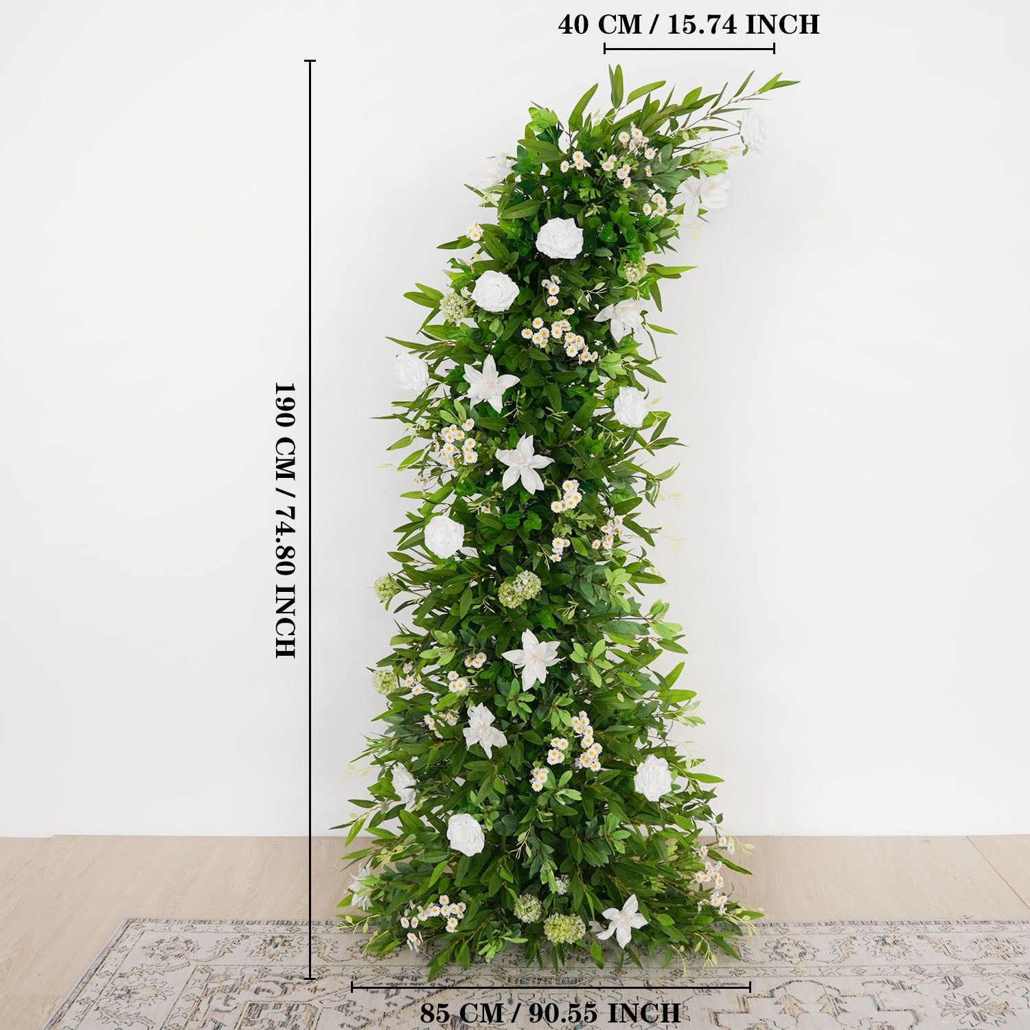 Uflower Outdoor Wedding Backdrop Horn Arch Decor Green Leaves Floral Arrangement