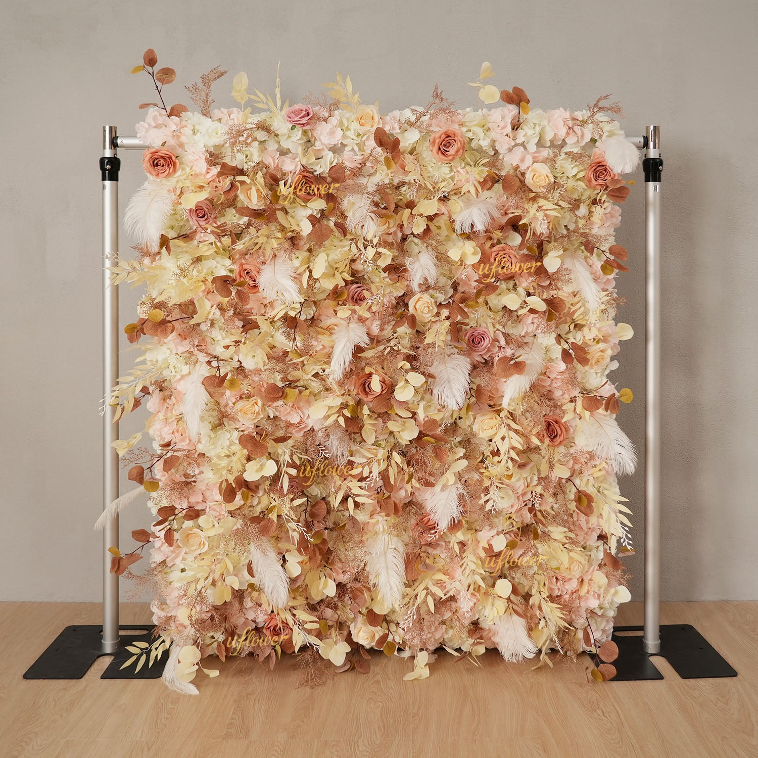 Uflower Flower Wall Champagne Khaki Floral Backdrop Wedding Party Proposal Decor