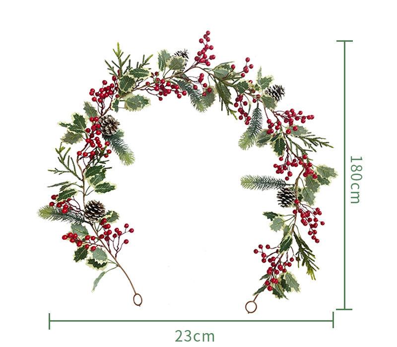 Simulation Christmas Rattan Pine Needles Red Pine Cones Pine Cones Indoor Greenery Decoration Wall Hangings