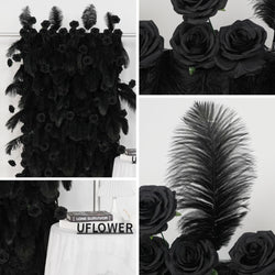 Uflower Artificial Black 5D Flower Wall Wedding Backdrop Decoration