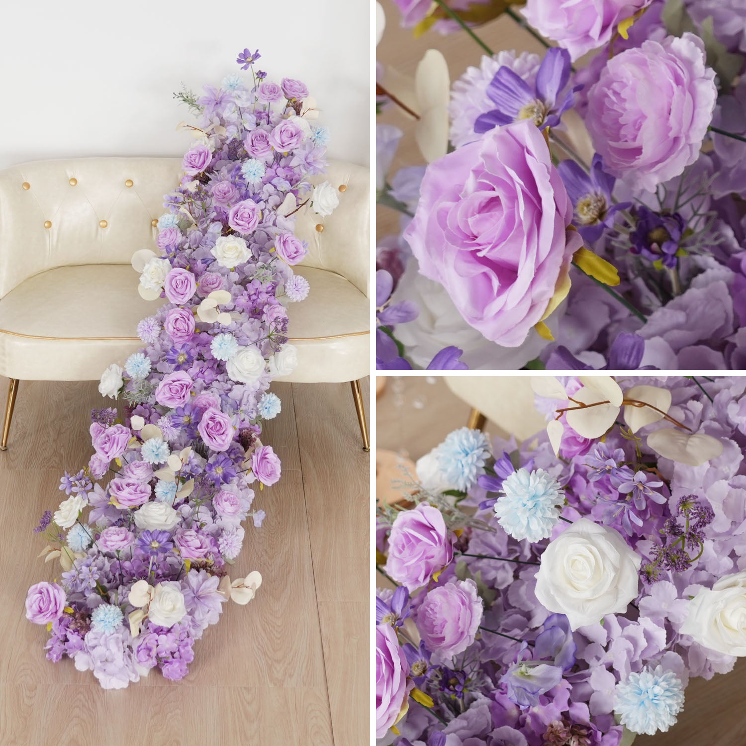 Uflower Purple Rose Floral Door Arch Wedding Party Backdrop Decoration