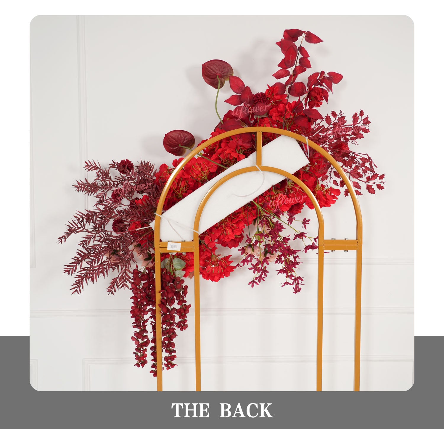 Uflower Red Floral Arrangement Wedding Backdrop Floral Props