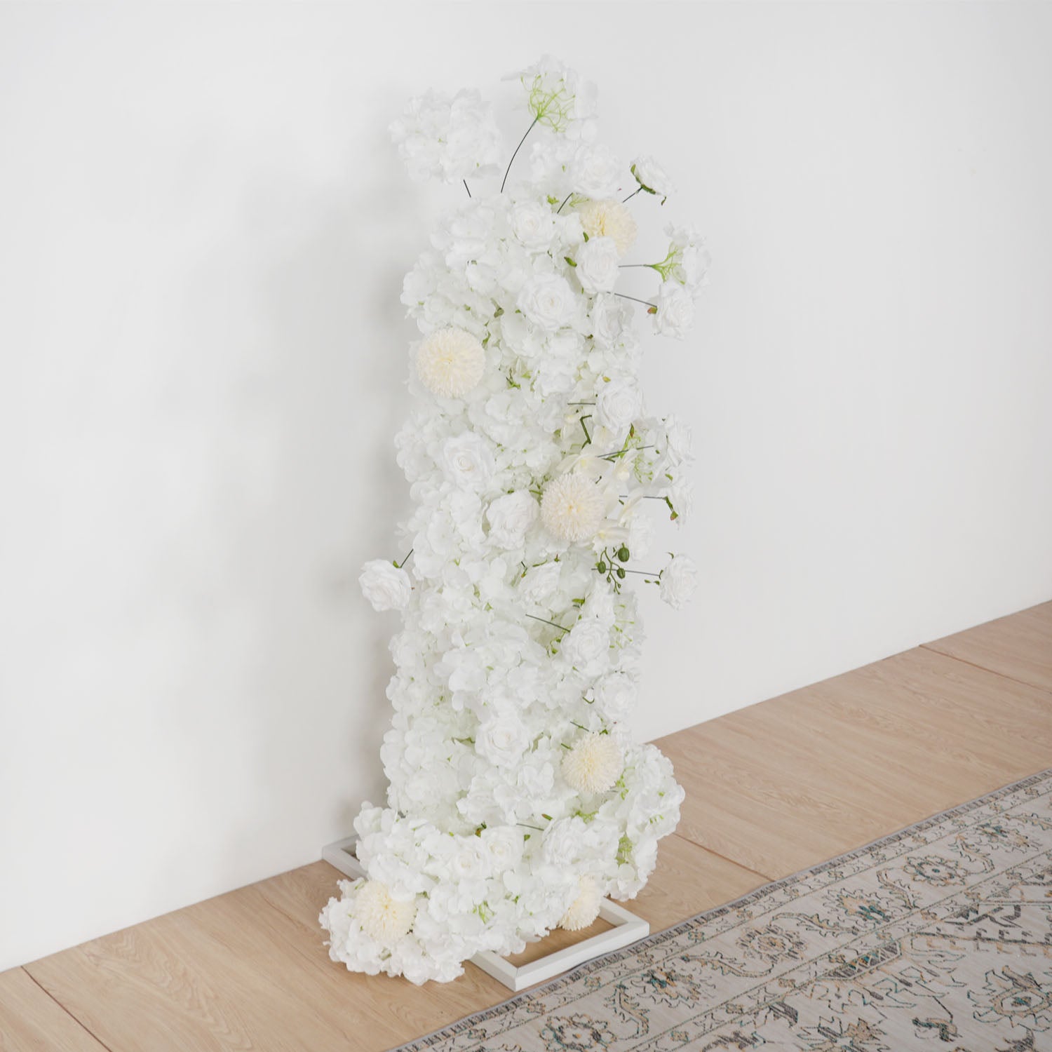 Artificial White Rose Wedding KT Backdrop Flower Row Decor