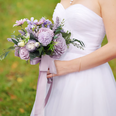 Purple bridal flower bouquet