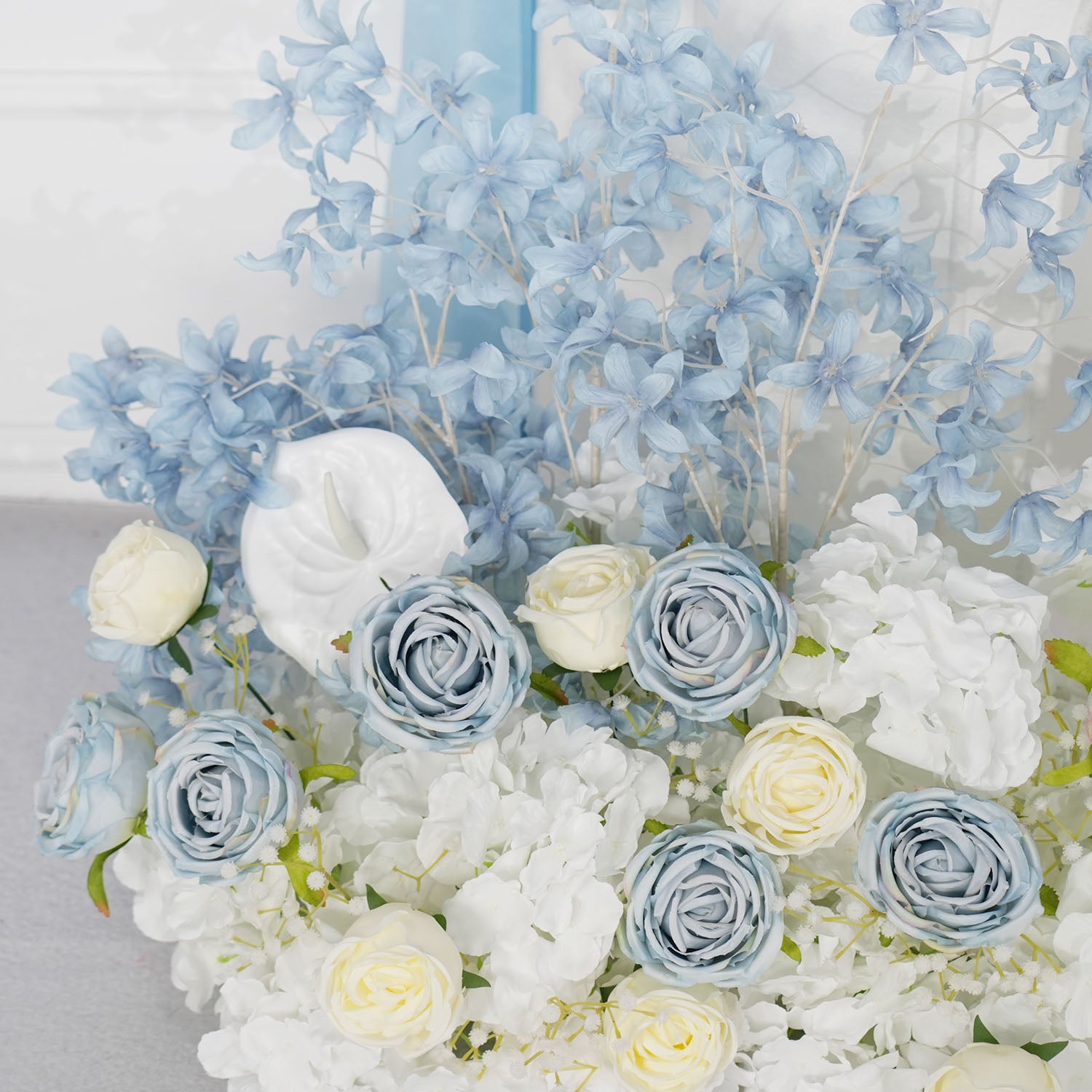 Uflower Blue White Flower Wedding Backdrop Arch Floral Arrangement