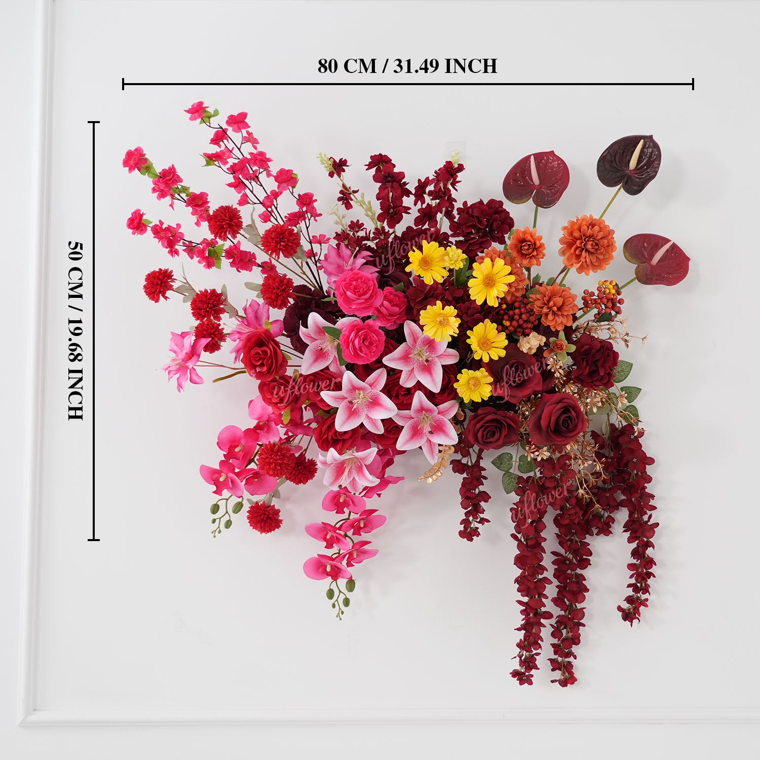 Uflower Red Pink Flower Arrangement Wedding Party Backdrop Floral Props