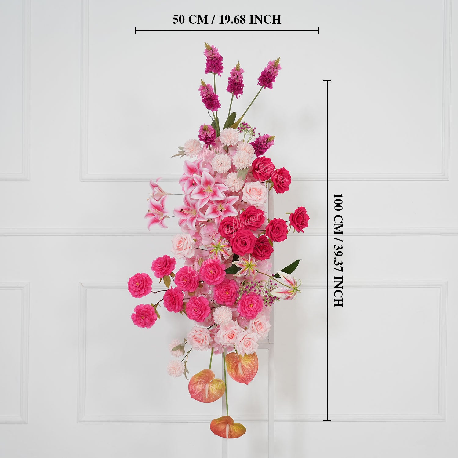 Uflower Rose Pink Floral Arrangement Wedding Backdrop Floral Props