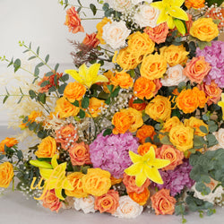 Uflower Orange Yellow Floral Horn Arch Wedding Party Backdrop Decor