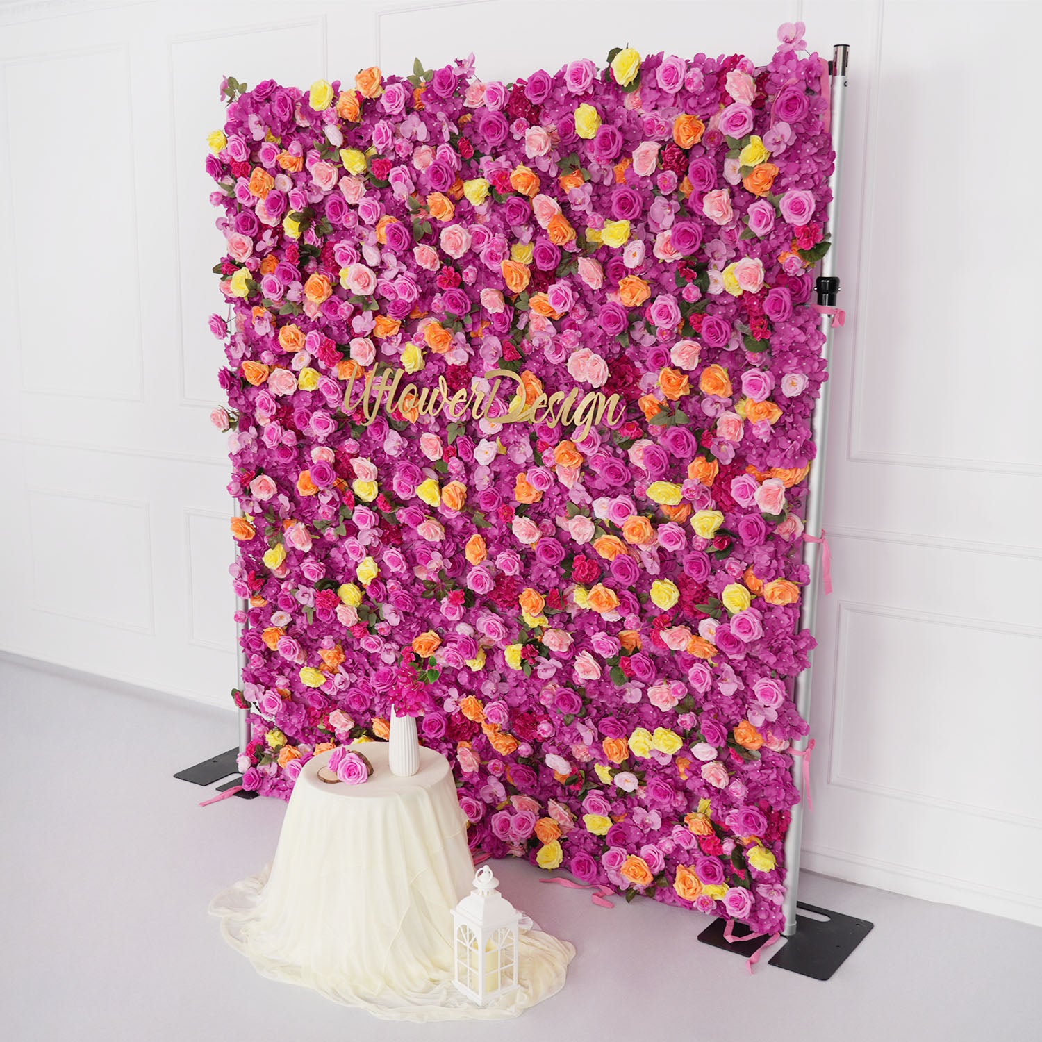Uflower Flower Wall Hot Pink Orange Rose Floral Backdrop Wedding Party Proposal Decor Banquet Supplies