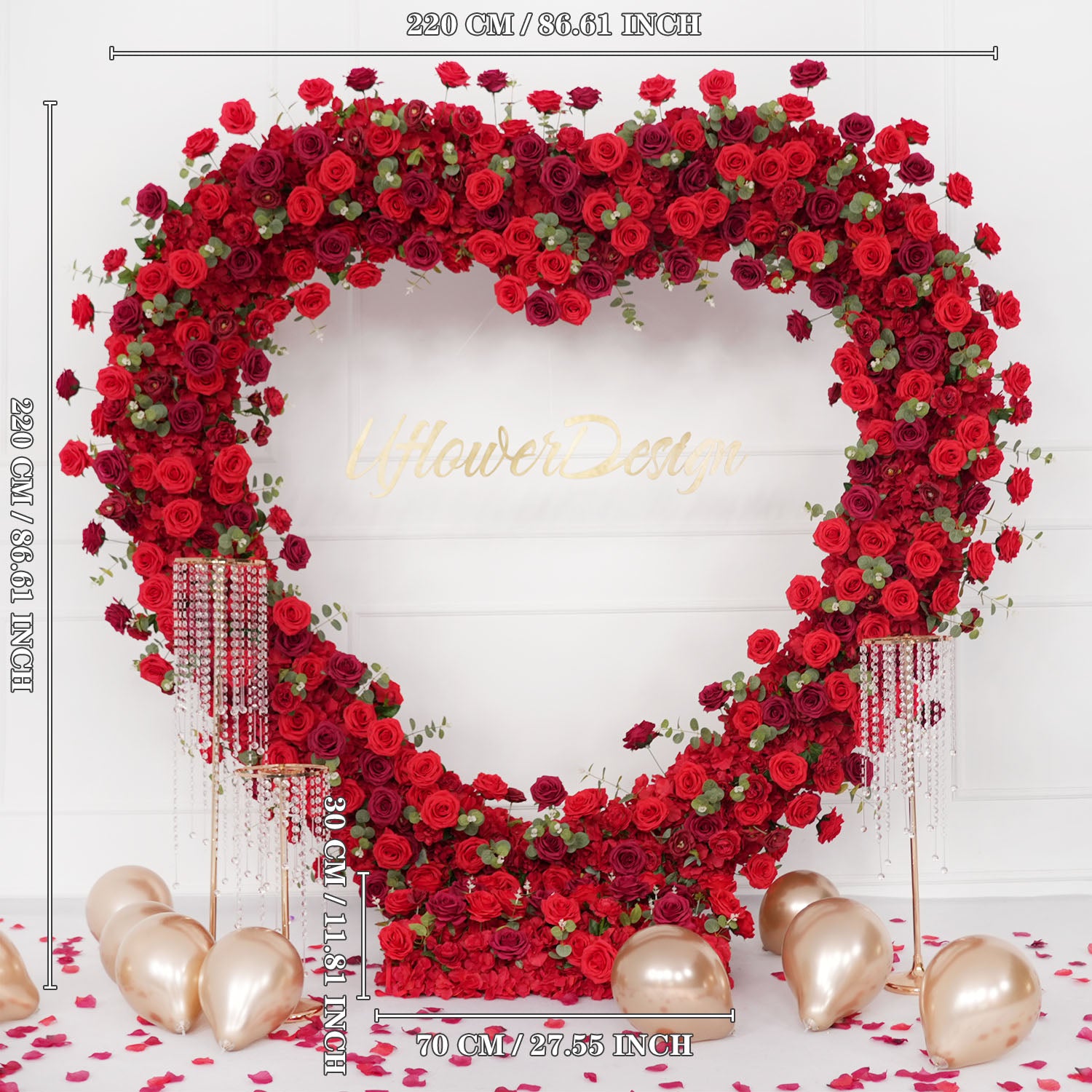 2.2m*2.2m Red Rose Wedding Arch Heart Arch Decor