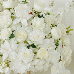 Uflower White Rose Table Runner Sofa Floral Wedding Backdrop Decor
