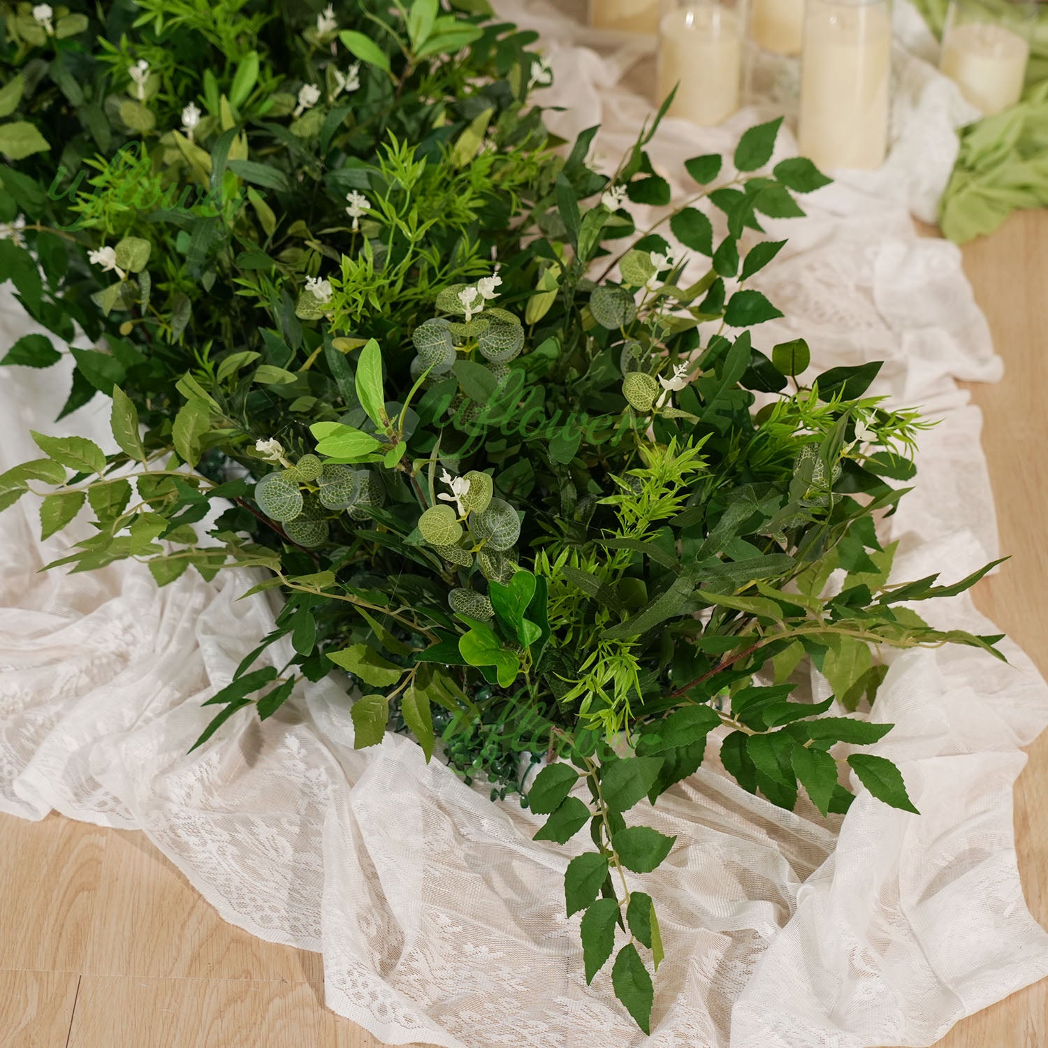 Uflower Artificial Greenery Flower Row Wedding KT Backdrop Decor