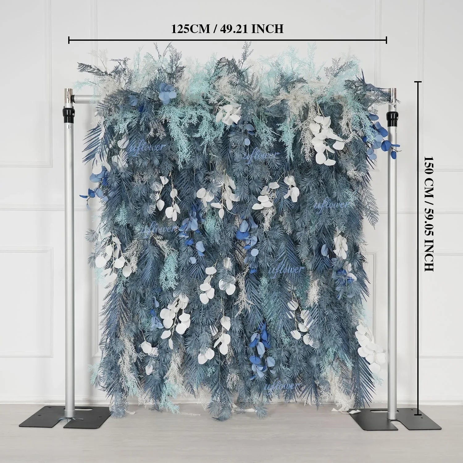 Uflower Flower Wall Mist-Blue Leaves Floral Backdrop Wedding Party Proposal Decor SET80182 - Uflower