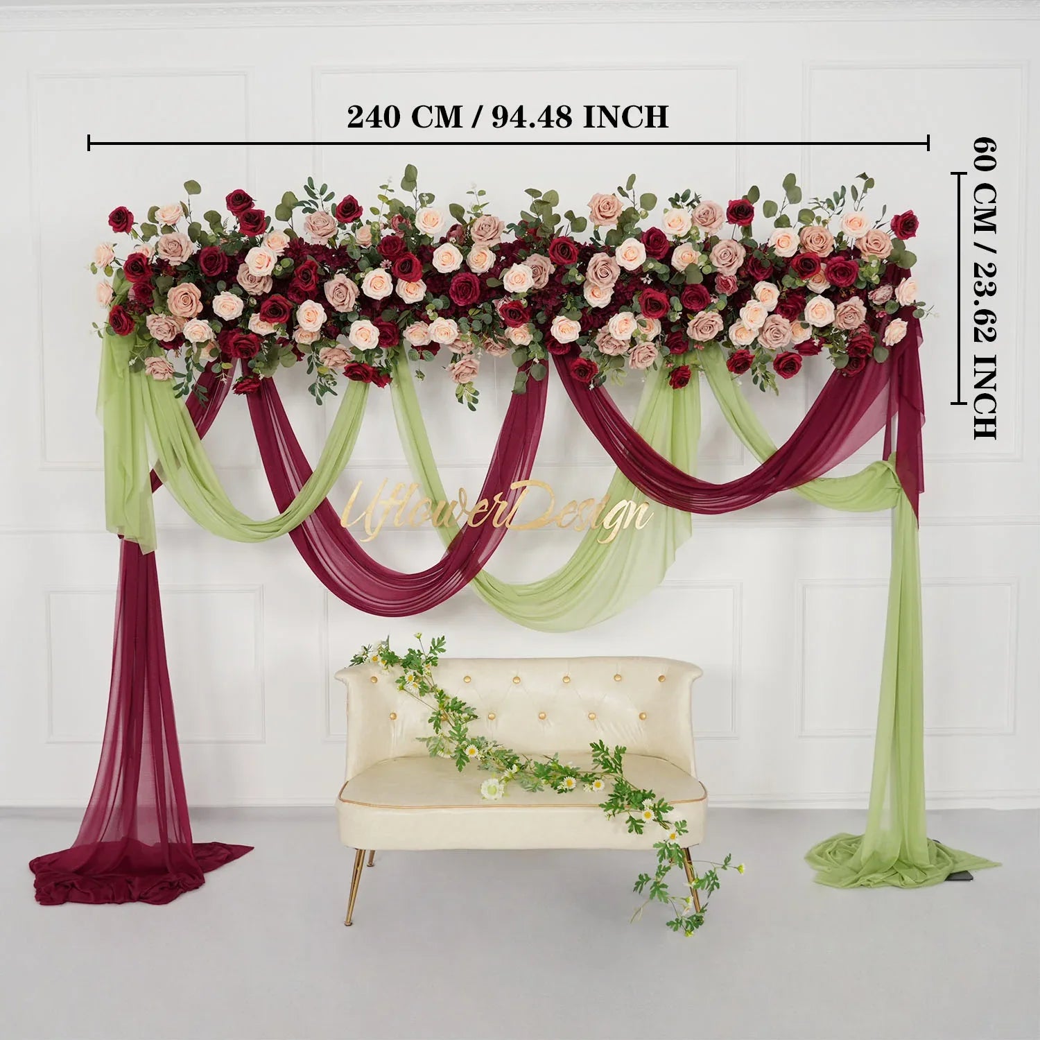 Uflower Artificial Rose Flower Row Wedding KT Backdrop Decor - Uflower