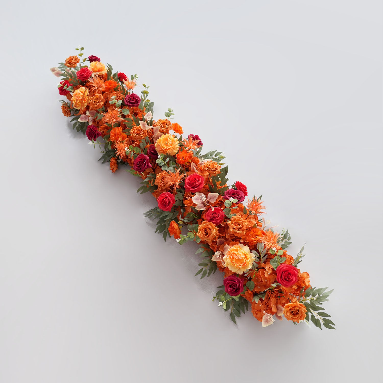 Uflower Orange Red Rose Floral Square Arch Wedding Party Ceremony Backdrop Decor