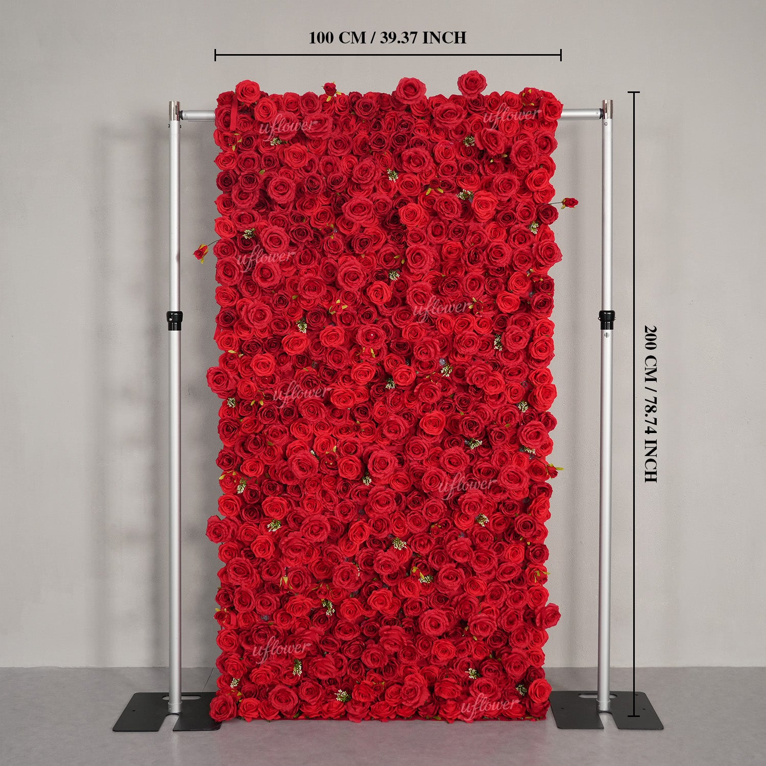 Uflower Red Rose Flower Wall Backdrop Wedding Party Decoration