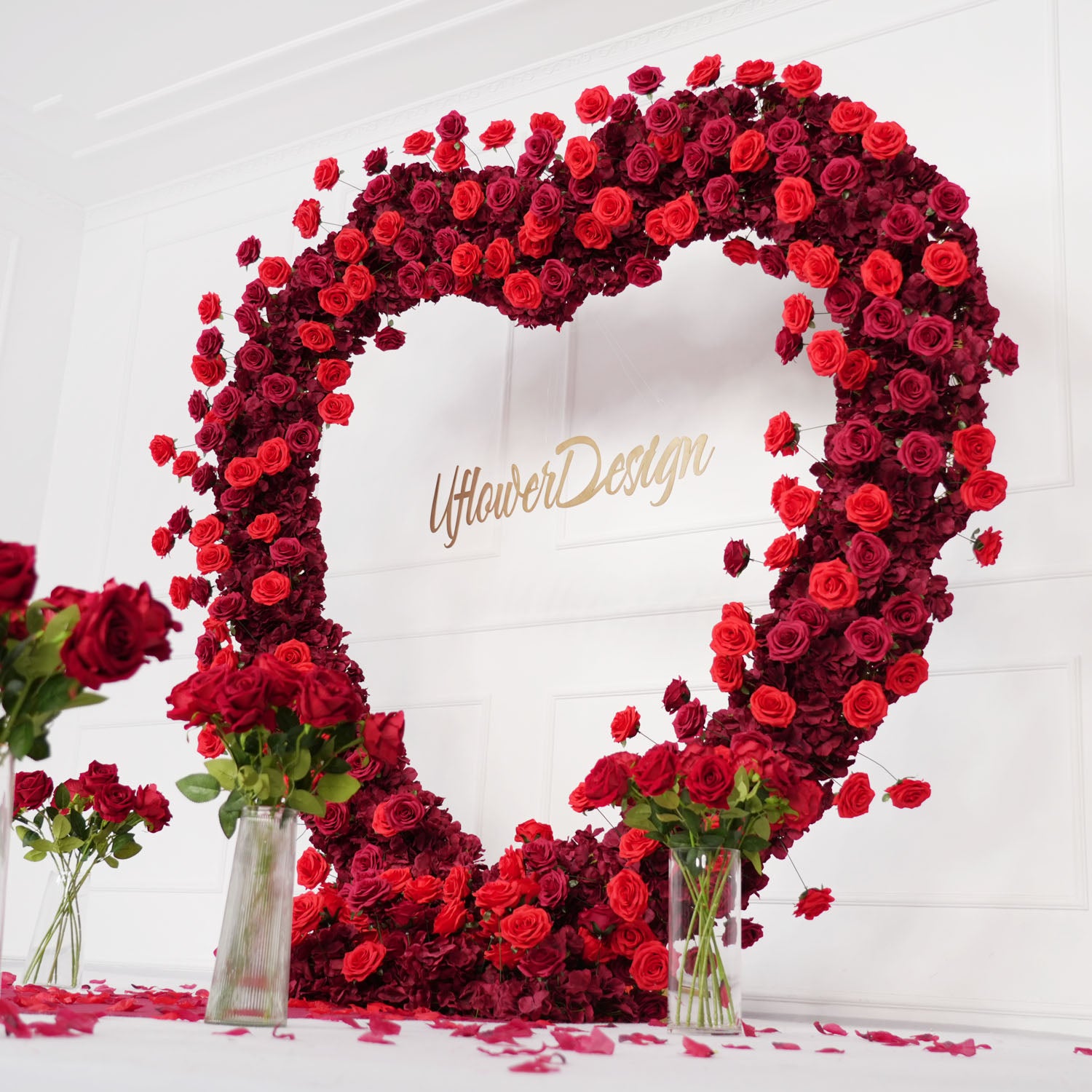 2*2m Rose Red Flower Wall Wedding Decor