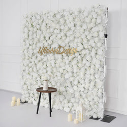 Uflower Artificial White Flower Wall Wedding Backdrop Decor