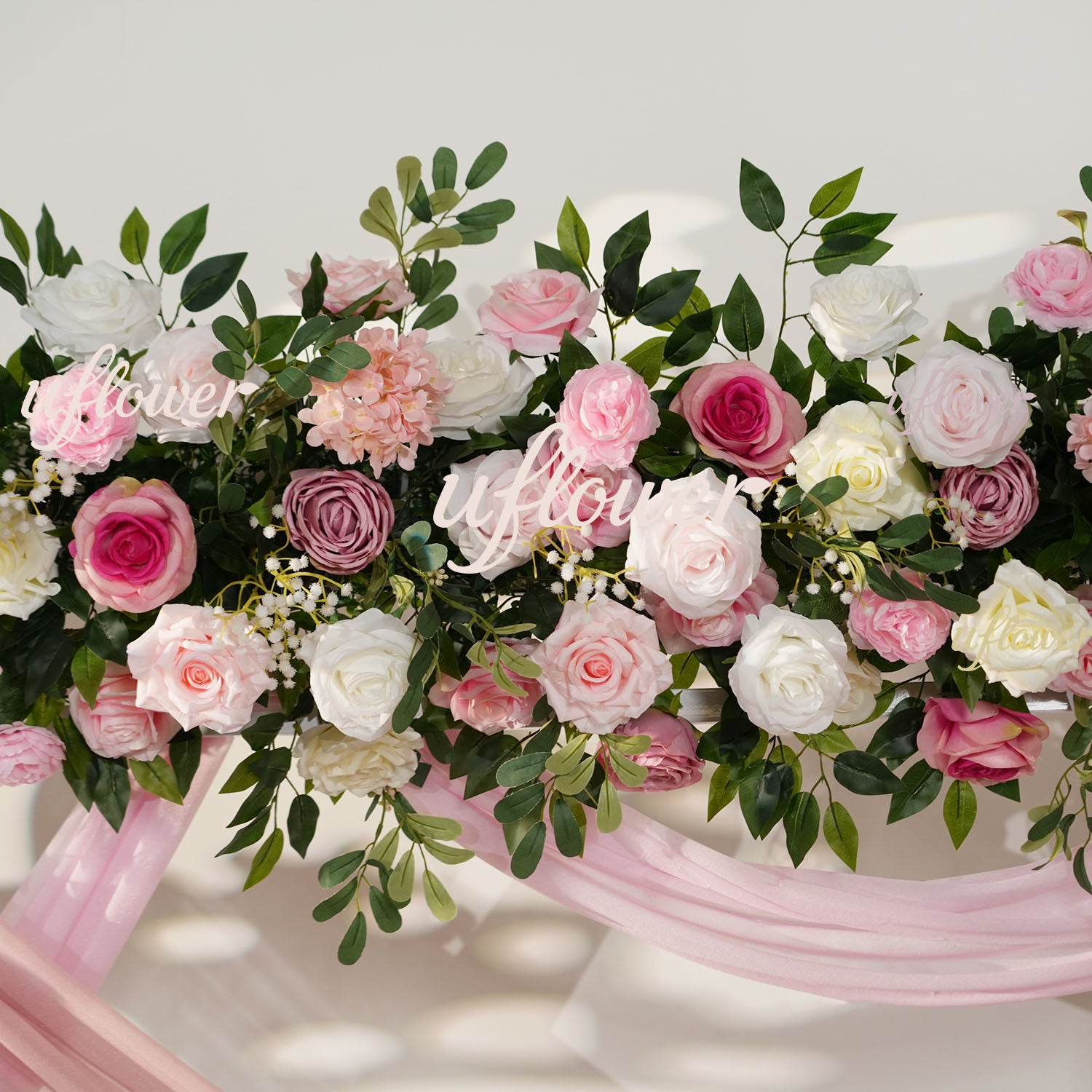 Artificial Pink Rose Flower Arrangement Wedding Backdrop Decor Props