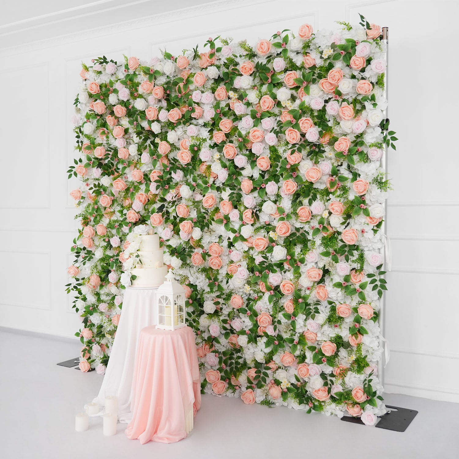 Uflower Artificial Pink White Flower Wall Wedding Backdrop Deco Birthday Party