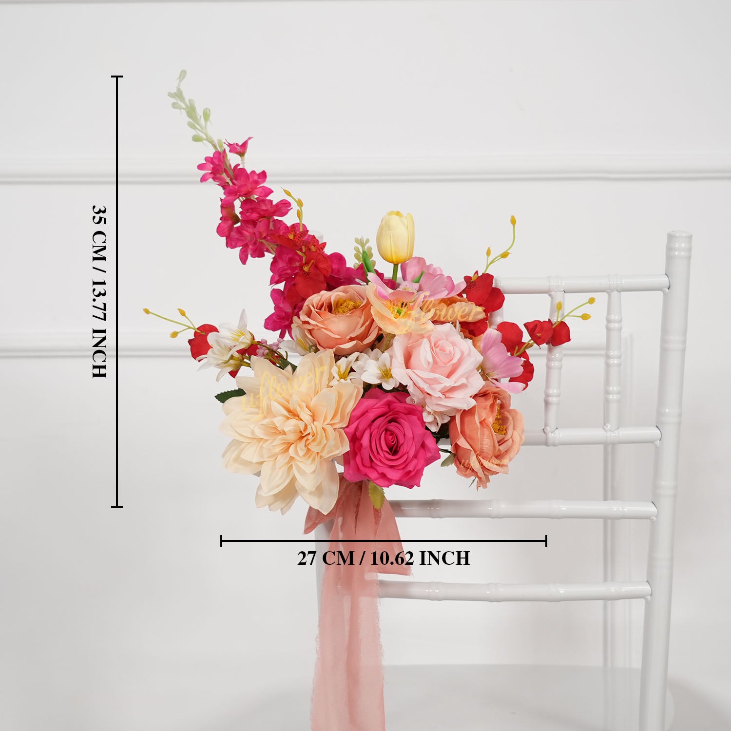 Uflower Champagne Pink Flower Arrangement Wedding Party Backdrop Floral Props