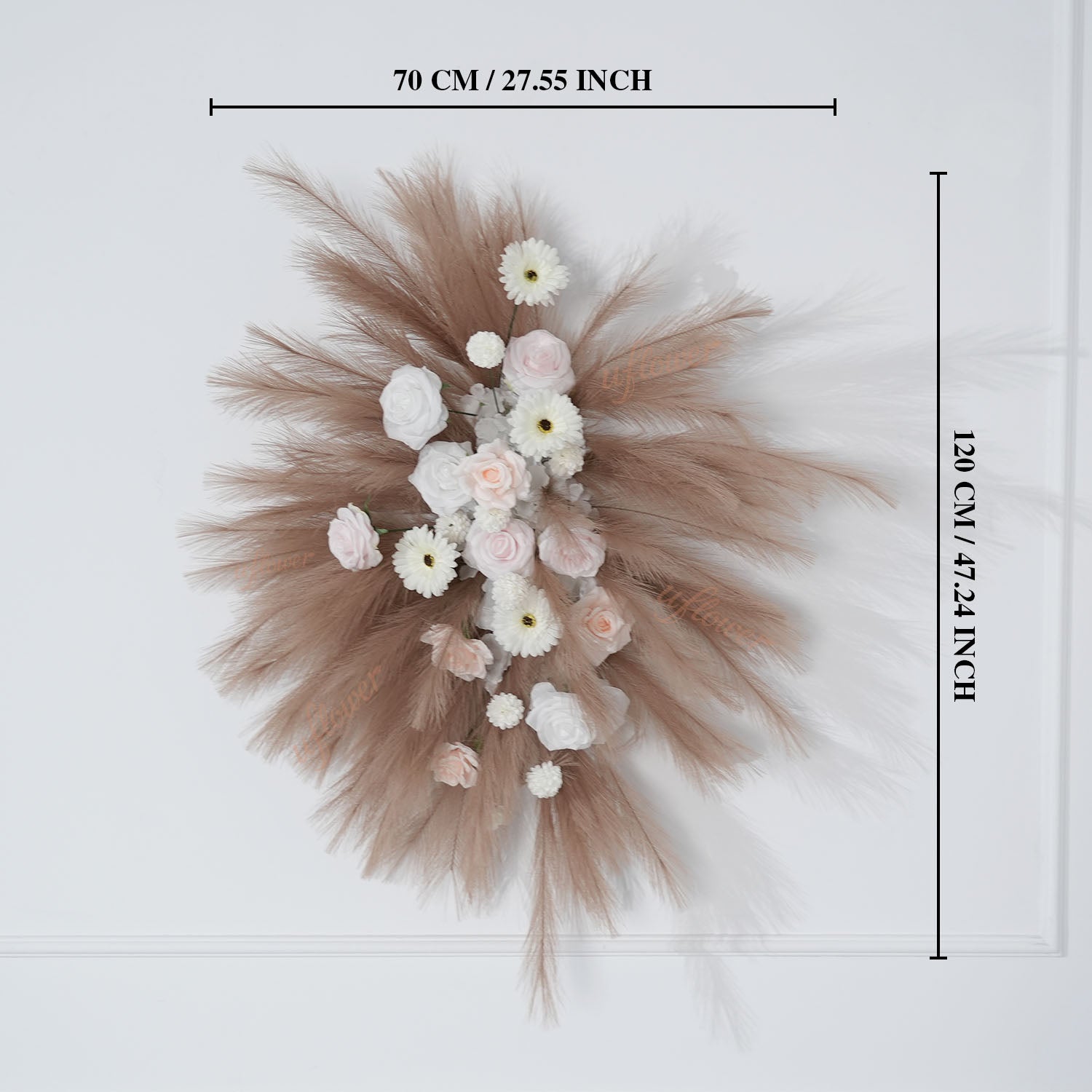 Uflower Pampas Grass Rose Wedding Floral Arrangement KT Backdrop Decor