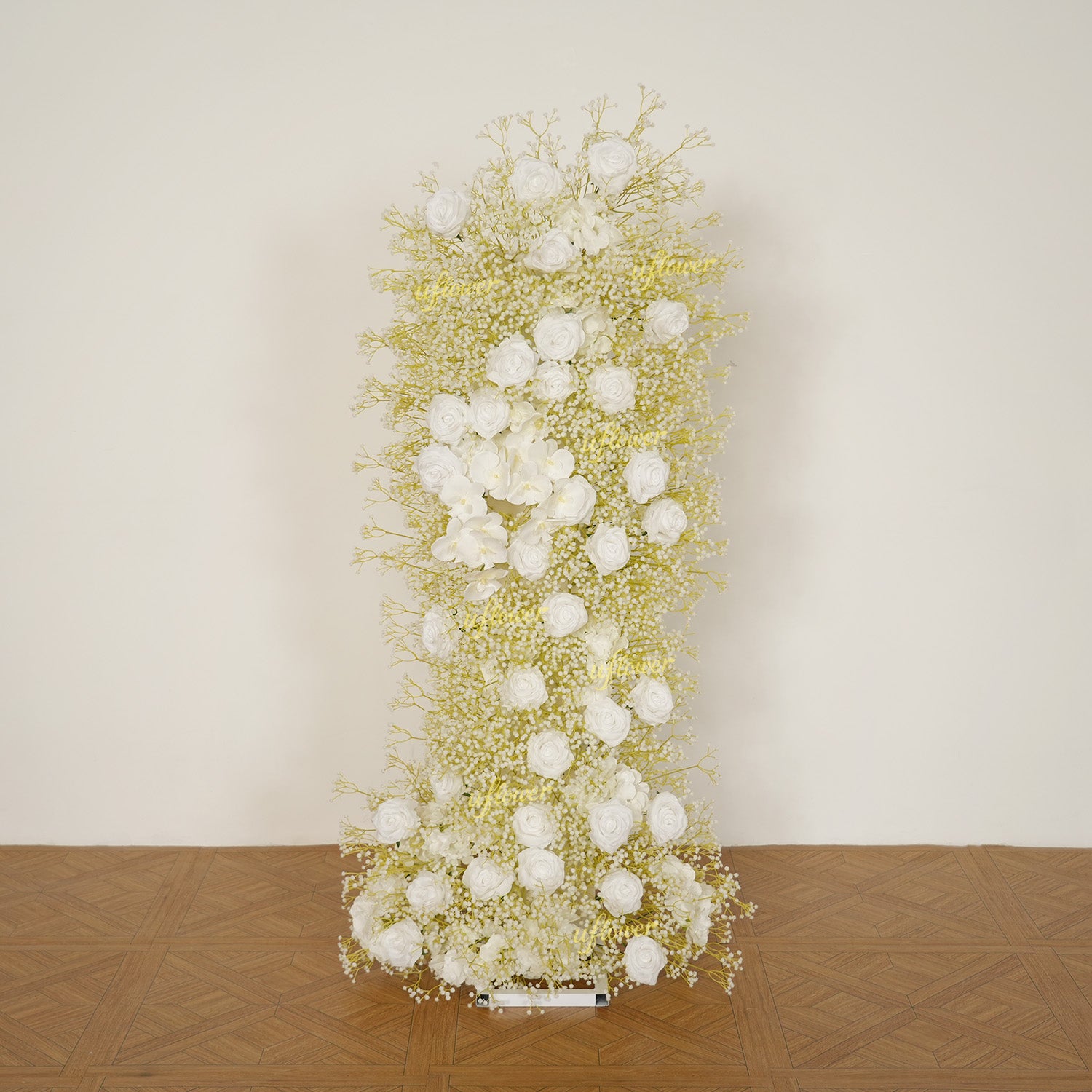Uflower White Rose Baby Breath Wedding KT Backdrop Floral Arrangement