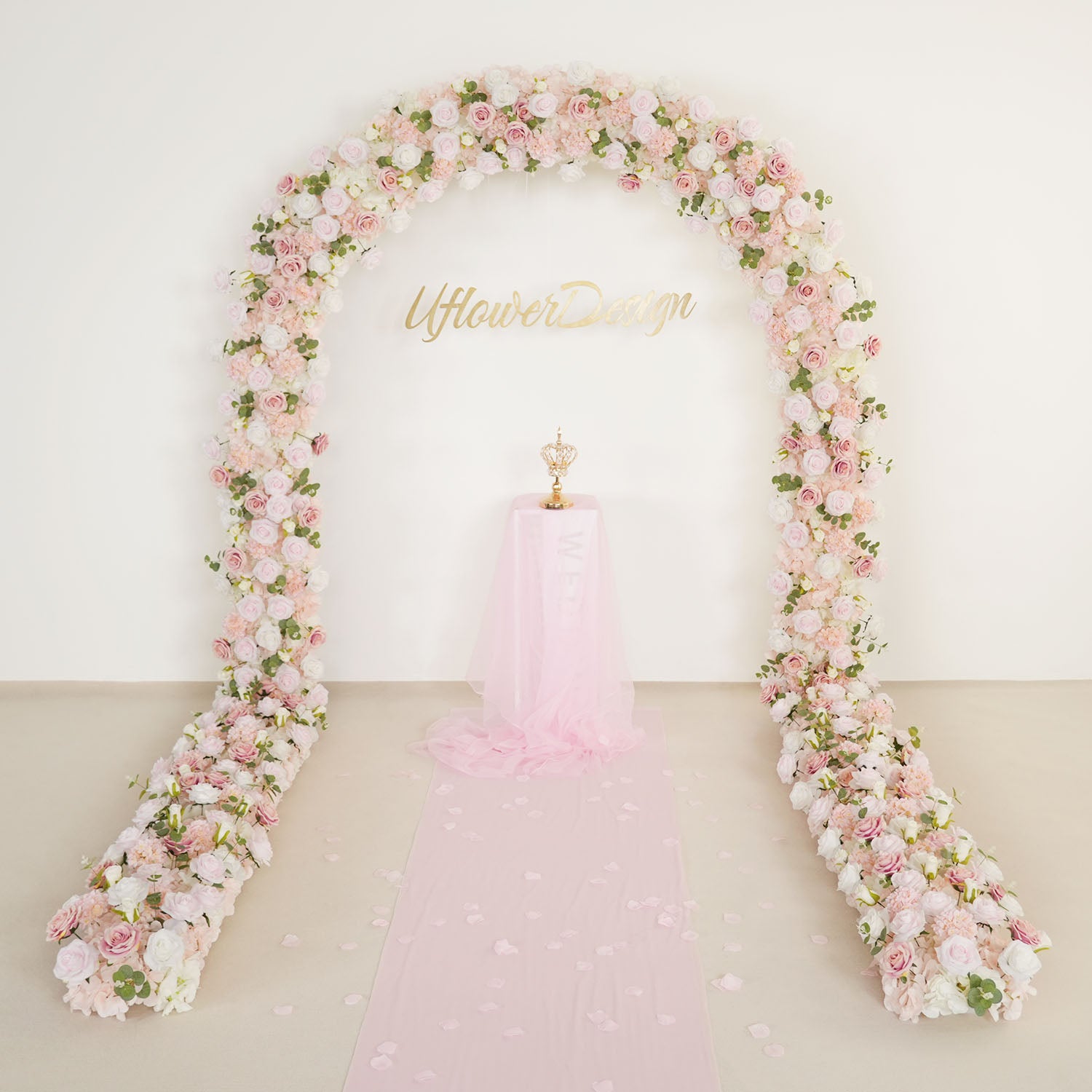 Uflower Pink Series Wedding Backdrop Arch Decor Floral Arrangement