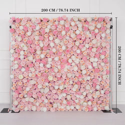 Uflower Artificial Pink Rose Wall Wedding Backdrop Decor