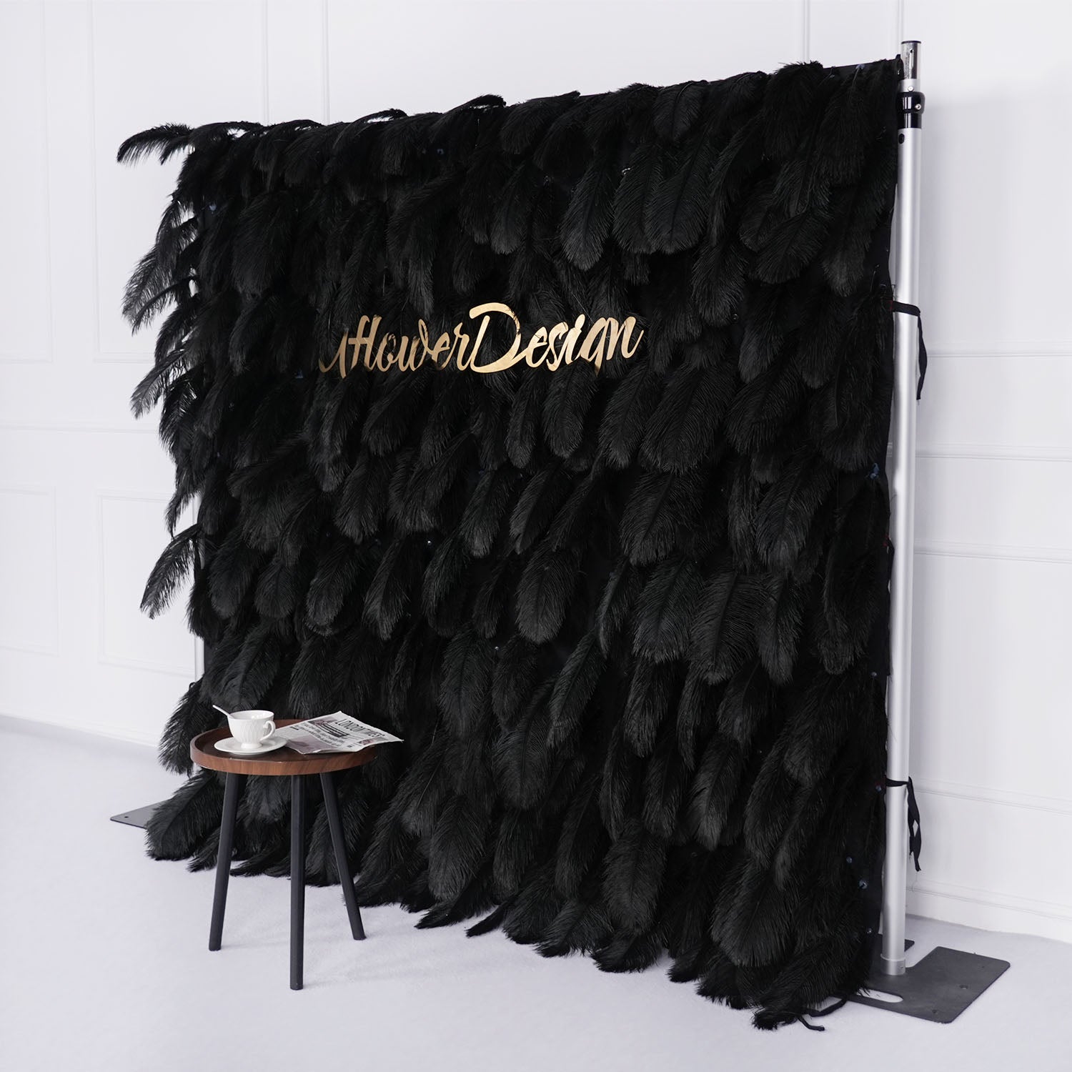 Uflower Artificial Black 5D Flower Wall Wedding Backdrop Deco Birthday Party