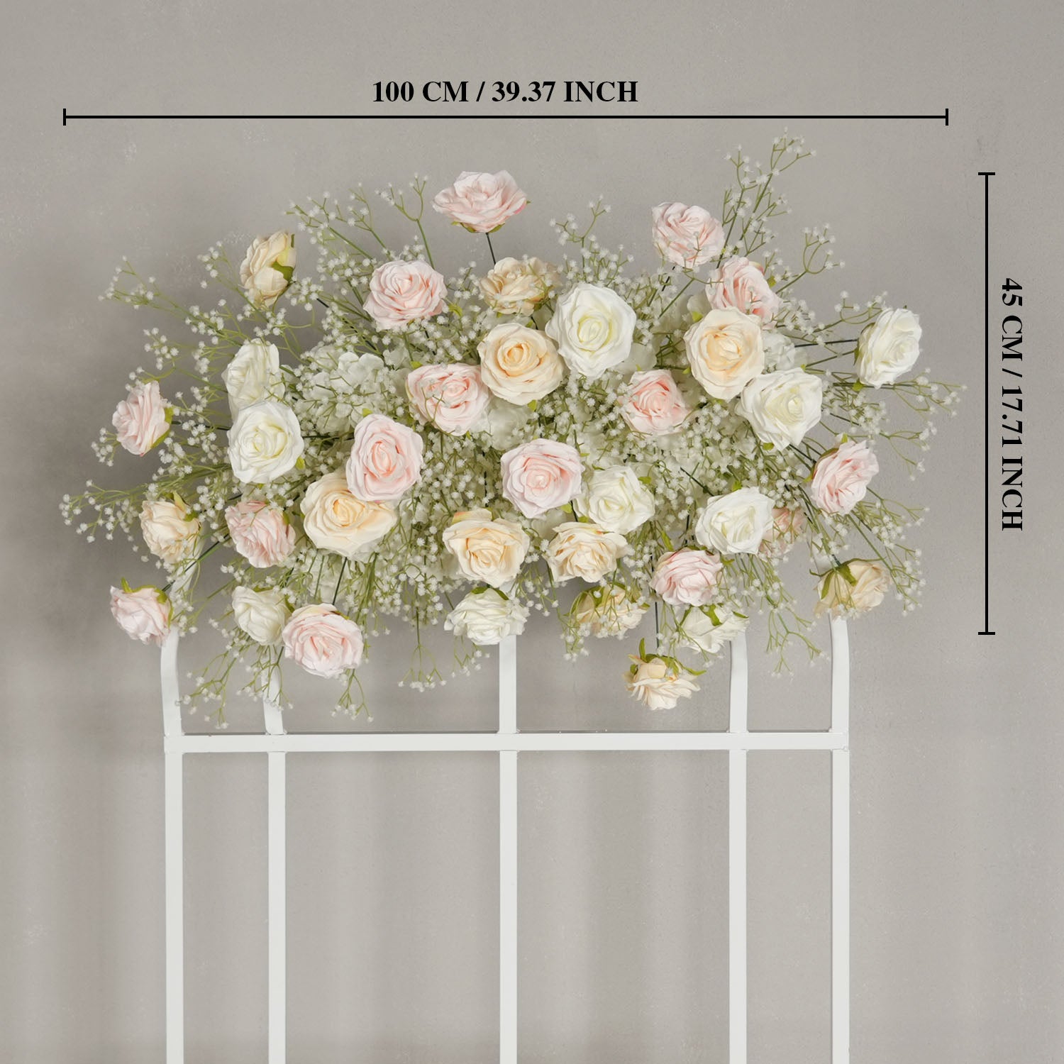Uflower Champagne White Babysbreath Rose Arrangement Wedding KT Backdrop Decor