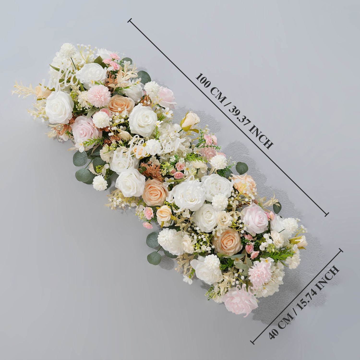 Artificial Champagne Pink White Rose Flower Arrangement Wedding Backdrop Decor Props