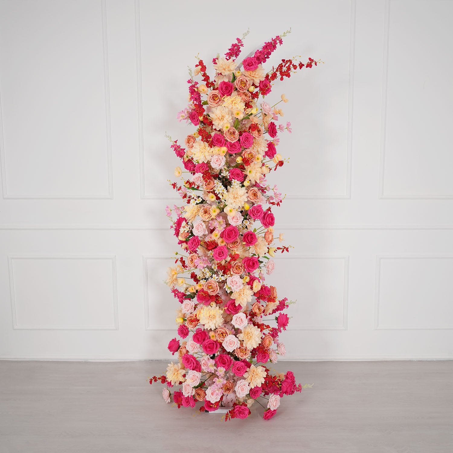 Uflower Champagne Pink Flower Horn Arch Wedding Party Birthday Backdrop Decor