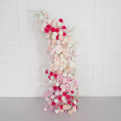 Uflower Pink White Floral Horn Arch Wedding Party Backdrop Decor