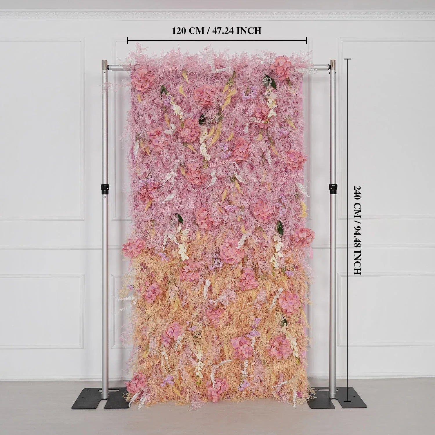 Uflower Flower Wall Champagne Pink Frost Floral Backdrop Wedding Party Proposal Decor SET80215 - Uflower