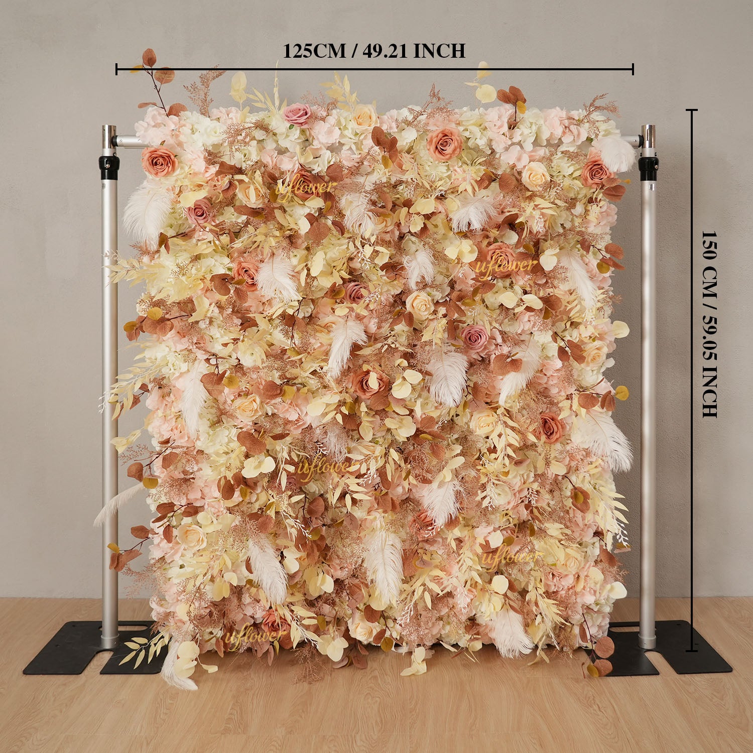 Uflower Flower Wall Champagne Khaki Floral Backdrop Wedding Party Proposal Decor