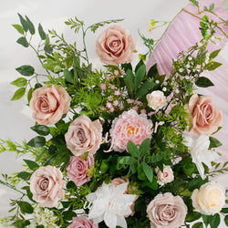 Uflower Champagne Pink Rose Green Leaf Hang Flower Floor Floral Wedding Party Event Props