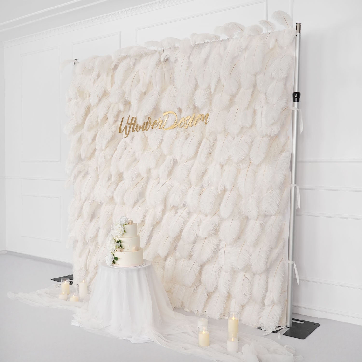 Uflower Artificial White 5D Flower Wall Wedding Backdrop Deco Birthday Party